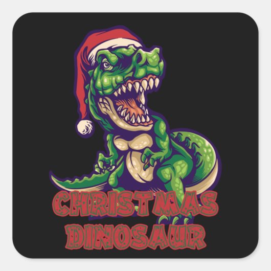 Kerstgroene Dinosaur | Ontwerp van Dinosaur Vierkante Sticker (Voorkant)