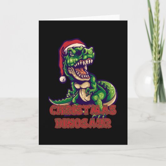 Kerstgroene dinosaurus | Dinosaurusontwerp Kaart (Voorkant)