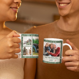 Kerstgroene Doodles Multi Foto Familie Cadeau Koffiemok