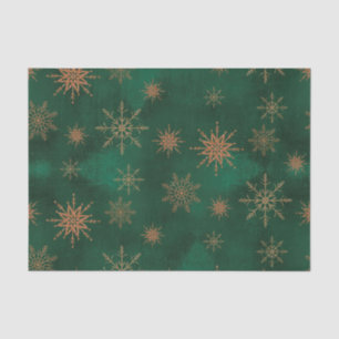 Kerstgroene Elegant Gold Glitter Snowflakes Tissuepapier