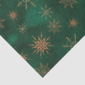 Kerstgroene Elegant Gold Glitter Snowflakes Tissuepapier (Detail)