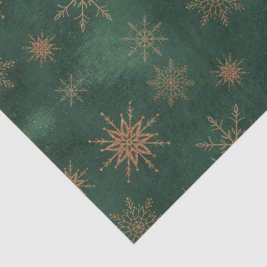 Kerstgroene Elegant Gold Glitter Snowflakes Tissuepapier (Detail)