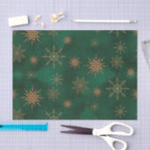 Kerstgroene Elegant Gold Glitter Snowflakes Tissuepapier (Craft)