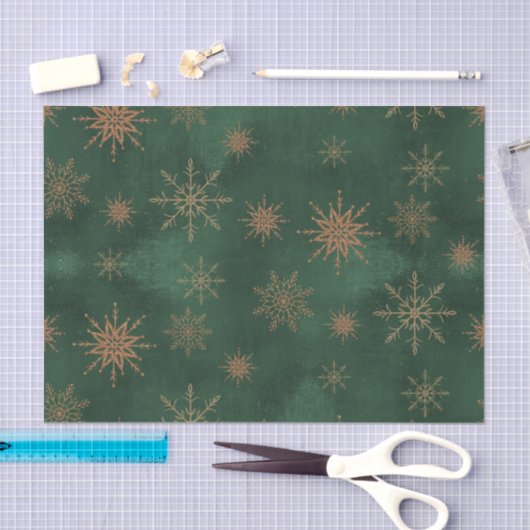 Kerstgroene Elegant Gold Glitter Snowflakes Tissuepapier (Craft)