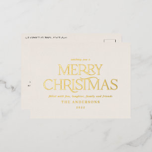 Kerstgroene elegante, minimale moderne typografie folie feestdagen briefkaart