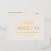 Kerstgroene elegante minimale moderne typografie folie feestdagen briefkaart (Voorkant / Achterkant)
