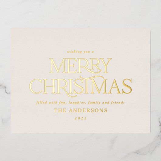 Kerstgroene elegante minimale moderne typografie folie feestdagen briefkaart (Voorkant)