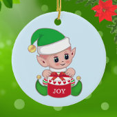 Kerstgroene elf keramisch ornament