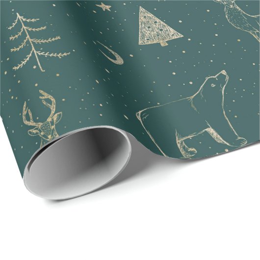 Kerstgroene en gouden elementen cadeaupapier (Rol Hoek)