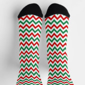 Kerstgroene en rode Chevron-print sokken (Top)