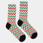 Kerstgroene en rode Chevron-print sokken (Rechts)