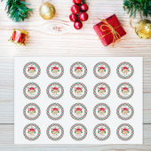 Kerstgroene en rode snoep-cane feest uitnodiging ronde sticker