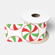 Kerstgroene en rode snoepriet cadeau lint