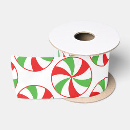 Kerstgroene en rode snoepriet cadeau lint