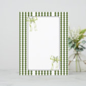 Kerstgroene en witte gestreepte boog briefpapier (Staand voorkant)