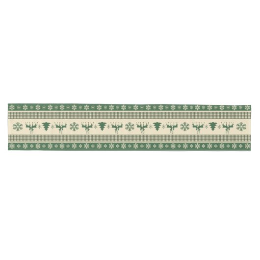Kerstgroene en witte tafelrunner 16 x 90 inch medium tafelloper (Horizontaal)