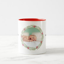 Kerstgroene feestdag grote Mok met fotokoffie