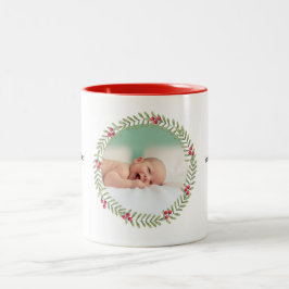 Kerstgroene feestdag grote Mok met fotokoffie