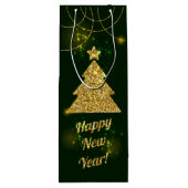 Kerstgroene feestdag wijn cadeautas (Achterkant)