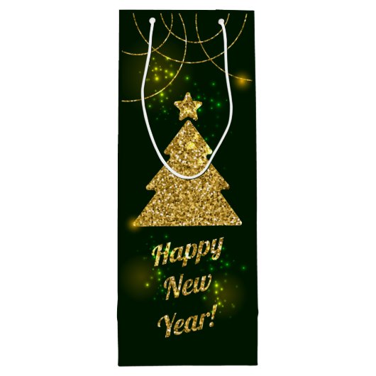 Kerstgroene feestdag wijn cadeautas (Achterkant)