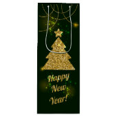 Kerstgroene feestdag wijn cadeautas (Voorkant)