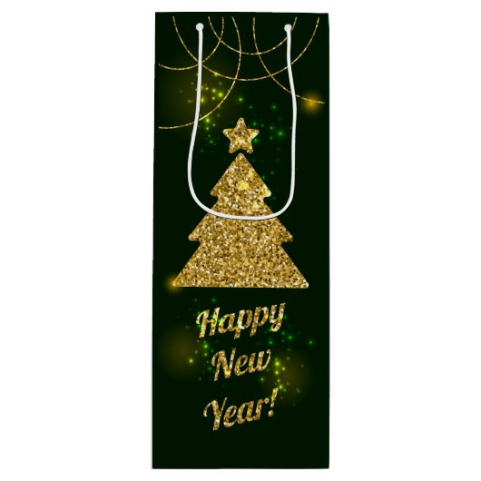 Kerstgroene feestdag wijn cadeautas (Voorkant)