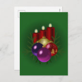 Kerstgroene feestkaarsen feestdagenkaart (Voorkant / Achterkant)