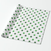 Kerstgroene Folie Polka Dot Pattern Cadeaupapier (Uitgerold)