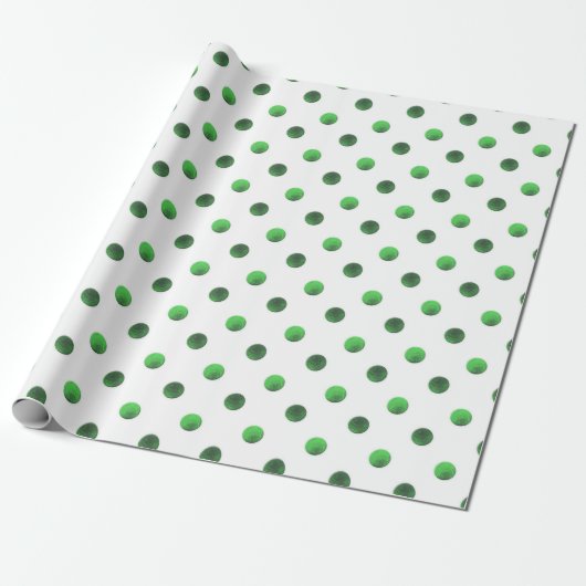 Kerstgroene Folie Polka Dot Pattern Cadeaupapier (Uitgerold)