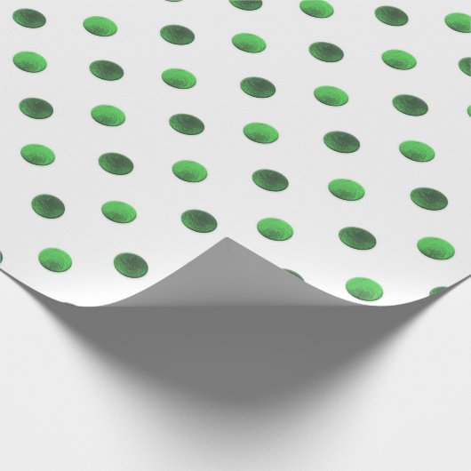 Kerstgroene Folie Polka Dot Pattern Cadeaupapier (Hoek)