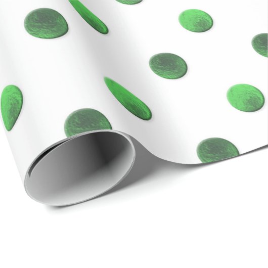 Kerstgroene Folie Polka Dot Pattern Cadeaupapier (Rol Hoek)