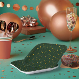 Kerstgroene Gele Streep Ster Kerstmis Papieren Bordje