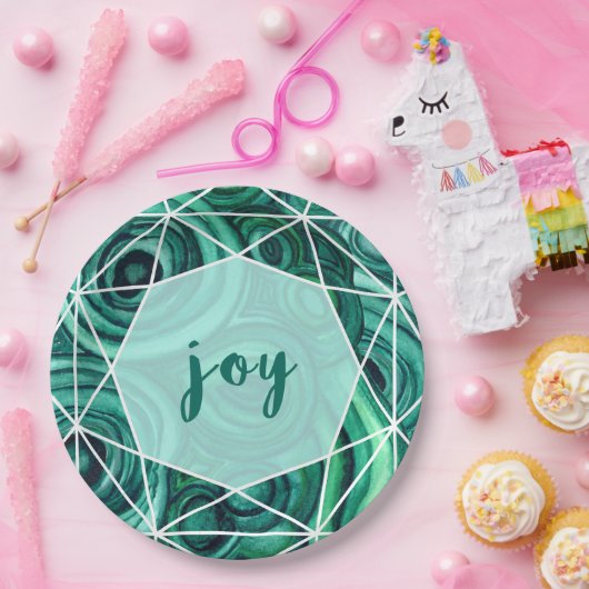 kerstgroene Geode | Joy Papieren Bordje (Feest)