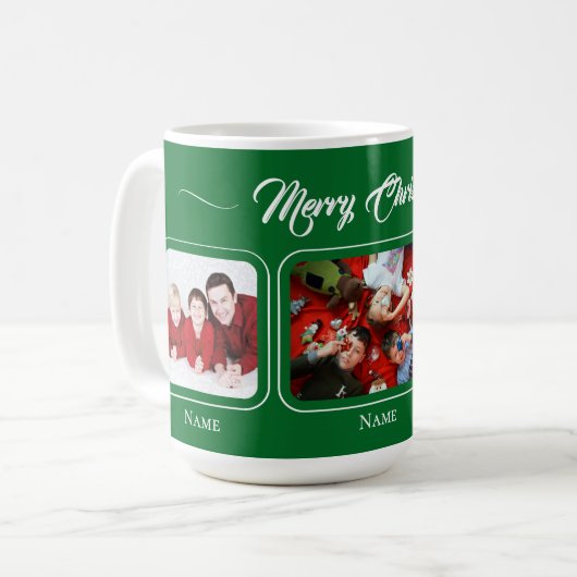 Kerstgroene gezinsmok koffiemok (Voorkant links)