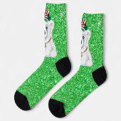 Kerstgroene glinster glitter Santa beer Sokken (Links)