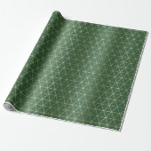 Kerstgroene gouden driehoek geometrisch cadeaupapier (Uitgerold)