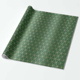 Kerstgroene gouden driehoek geometrisch cadeaupapier