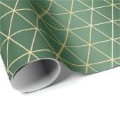 Kerstgroene gouden driehoek geometrisch cadeaupapier (Rol Hoek)