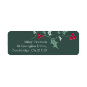 Kerstgroene hulst en rode bessen grafisch etiket (Voorkant)
