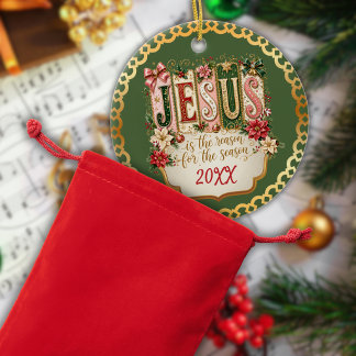Kerstgroene Jezus is de reden voor het seizoen Keramisch Ornament