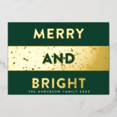 Kerstgroene kerrie en heldere textuur folie feestdagenkaart (Voorkant)