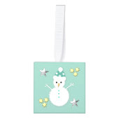Kerstgroene kerstkerstman, stop hier Snowman Kubus Ornament (Voorkant)