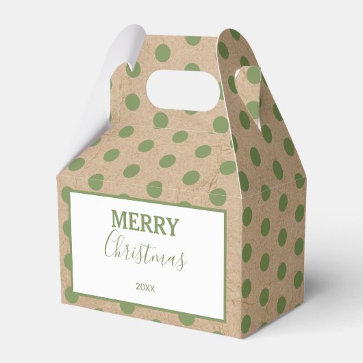 kerstgroene Kraft Polka Dots Bedankdoosjes (Voorkant Zijde)