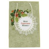 Kerstgroene krans en rode bessen medium cadeauzakje (Voorkant)