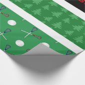 Kerstgroene lacrosse kerstbomen cadeaupapier (Hoek)