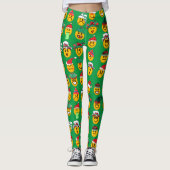Kerstgroene Leggings Vrouwen | Emoji-Leggings (Voorkant)