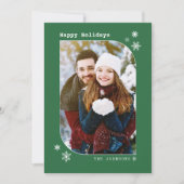 Kerstgroene, moderne, minimalistische fotokaart feestdagenkaart (Voorkant)