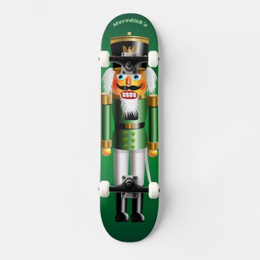 kerstgroene Nutcraker Speelgoed Soldaat Persoonlijk Skateboard (Voorkant)
