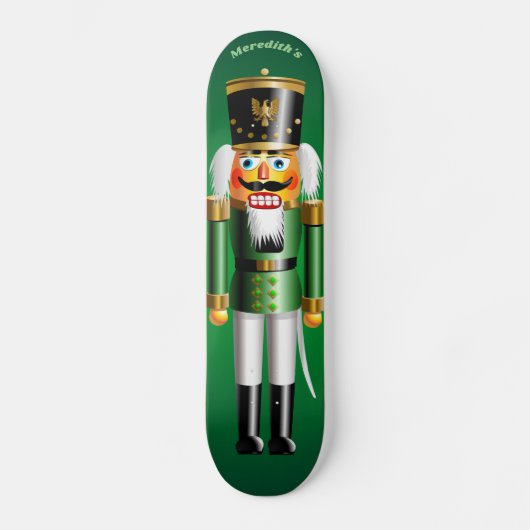 kerstgroene Nutcraker Speelgoed Soldaat Persoonlijk Skateboard (Voorkant)