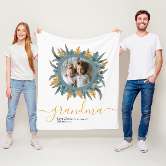 kerstgroene Oranje Wreatfoto, speciaal aangepast Fleece Deken (In situ)